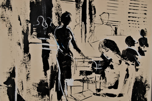 José Luis Florit | Composición con Figuras | Tinta y Acrílico Original sobre Papel
