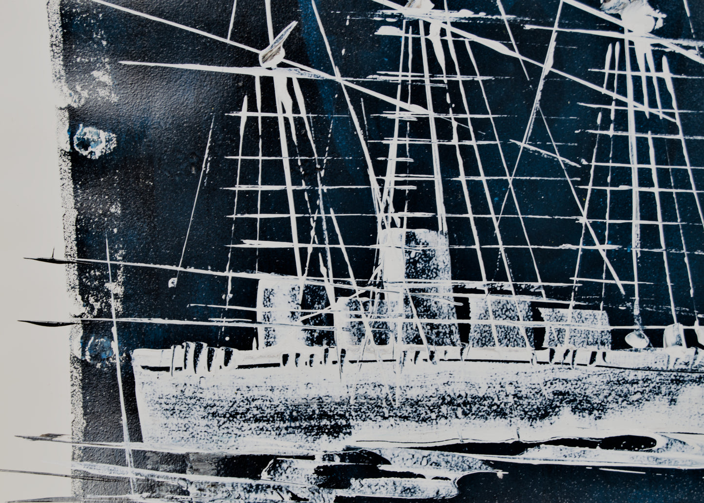 Miquel Ros | Navío en la Noche (El Barco Fantasma) | Óleo sobre Papel