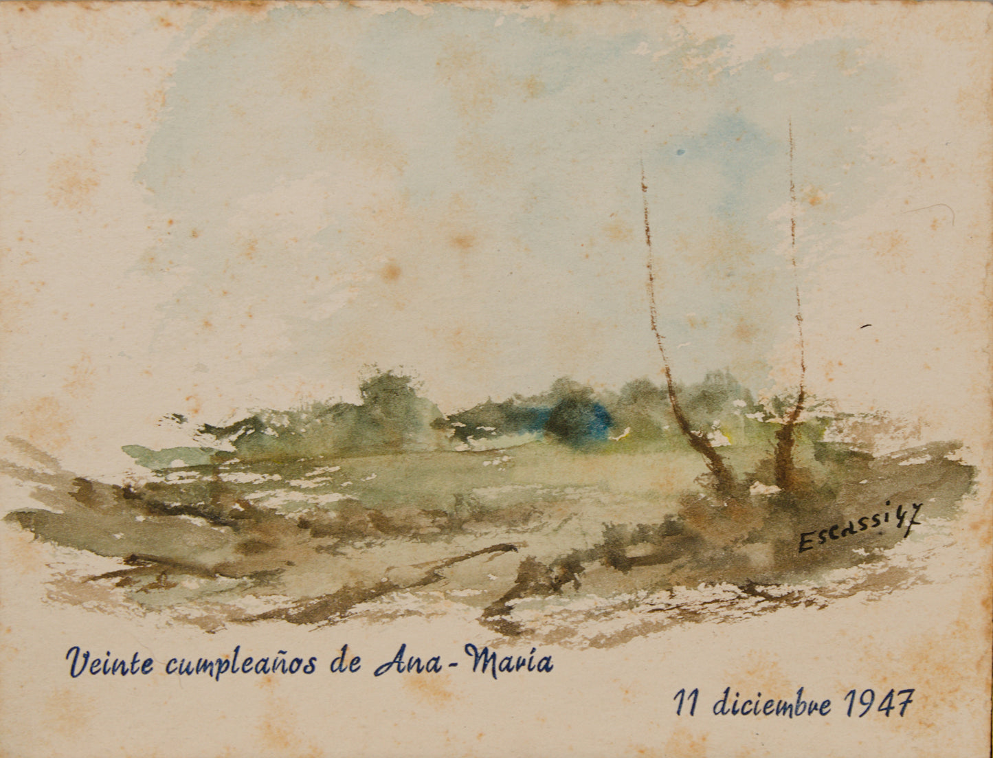 JOSÉ ROMERO ESCASSI | SERIE DE OCHO PAISAJES CONMEMORATIVOS | ESCUELA MADRILEÑA | ACUARELA SOBRE CARTULINA