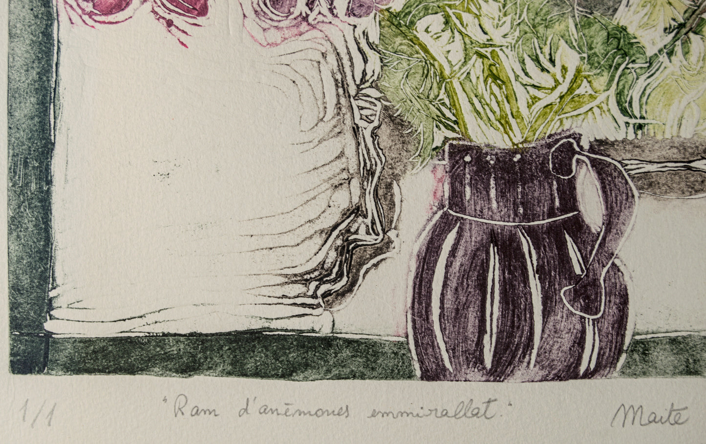 Maite González | Ram d'anèmones emmirallat | Grabado Original (Edición Única 1/1)
