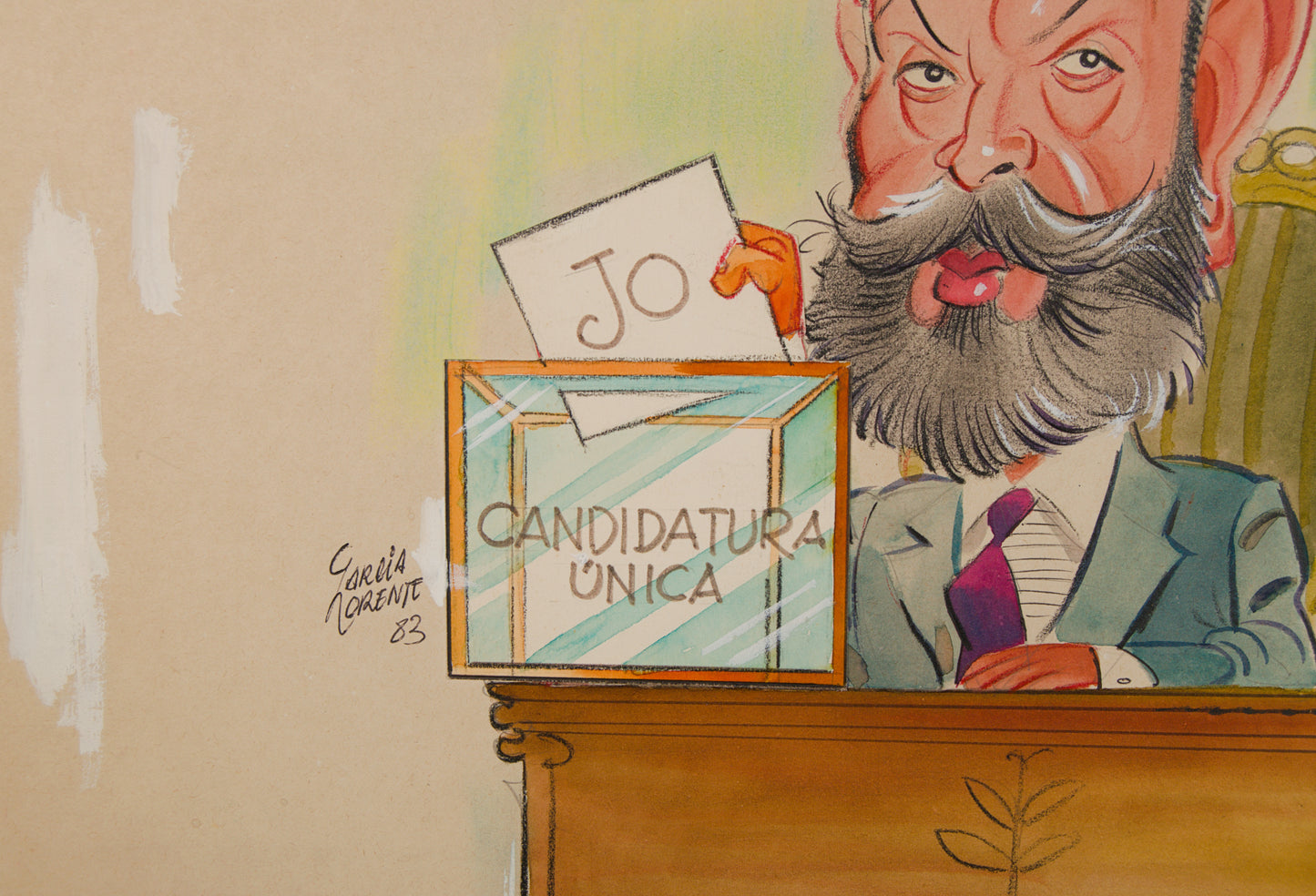 JOSÉ GARCÍA LORENTE | SÁTIRA POLÍTICA: "CANDIDATURA ÚNICA" | ILUSTRACIÓN EDITORIAL | TÉCNICA MIXTA
