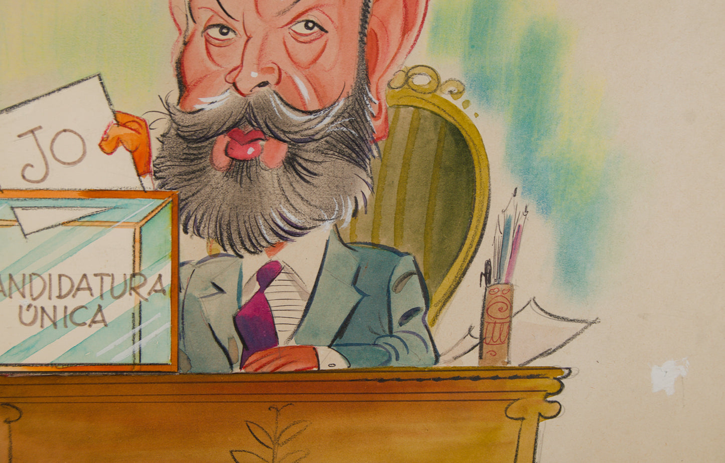 JOSÉ GARCÍA LORENTE | SÁTIRA POLÍTICA: "CANDIDATURA ÚNICA" | ILUSTRACIÓN EDITORIAL | TÉCNICA MIXTA