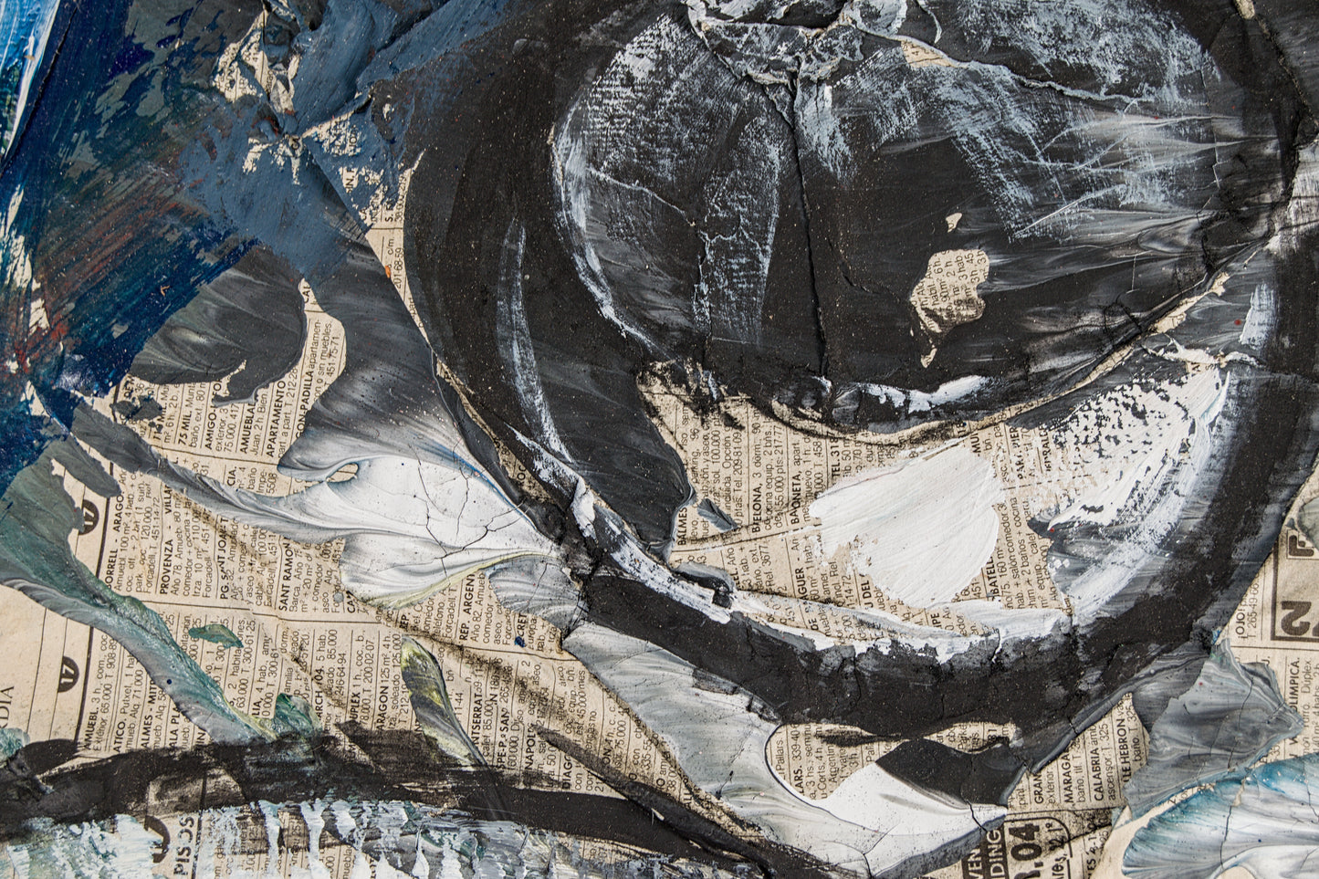 Manel Pujol Baladas | "Bodegón patatas azul" | Mixta y Collage sobre Lienzo (1990) | Colección de 18 Obras Certificadas