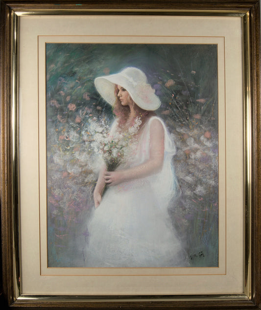Autor Desconocido - Escuela Europea | Retrato Femenino Impresionista | Pastel sobre Papel | S. XX