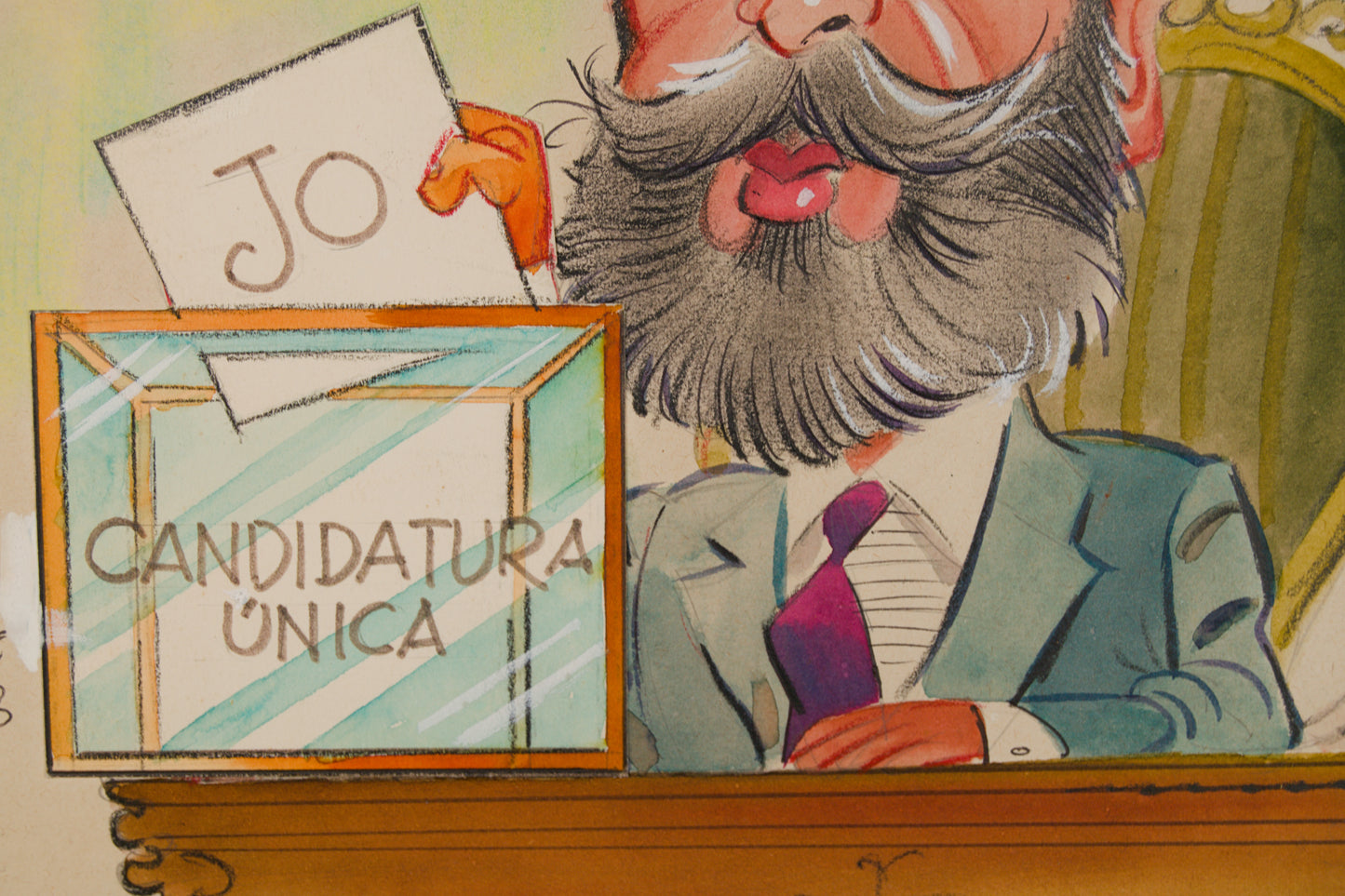 JOSÉ GARCÍA LORENTE | SÁTIRA POLÍTICA: "CANDIDATURA ÚNICA" | ILUSTRACIÓN EDITORIAL | TÉCNICA MIXTA