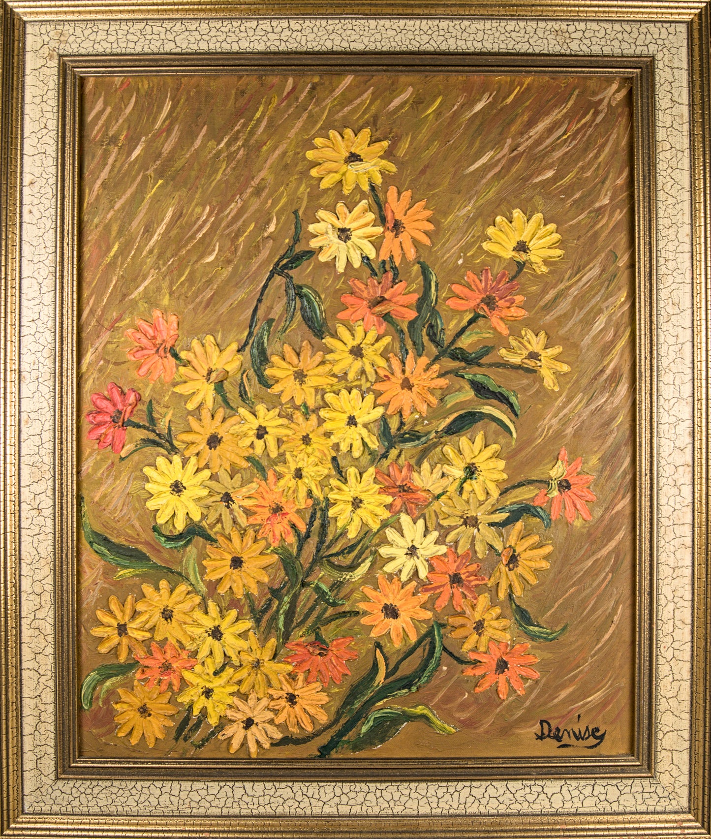 Denise | Composición Floral con Fuerte Empaste | Óleo sobre Lienzo