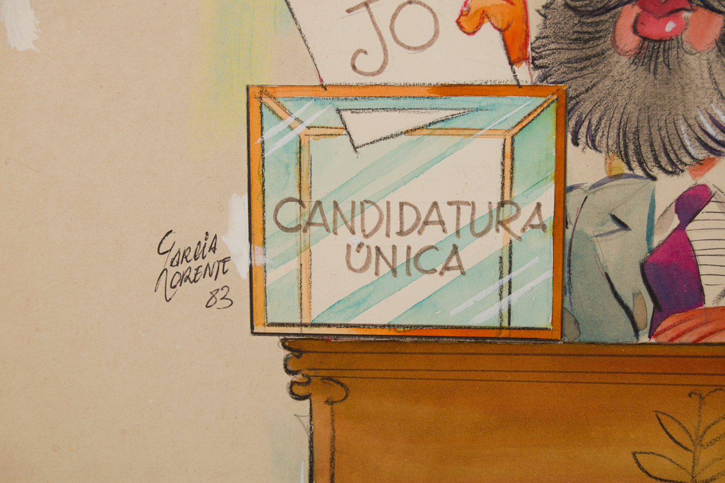 JOSÉ GARCÍA LORENTE | SÁTIRA POLÍTICA: "CANDIDATURA ÚNICA" | ILUSTRACIÓN EDITORIAL | TÉCNICA MIXTA