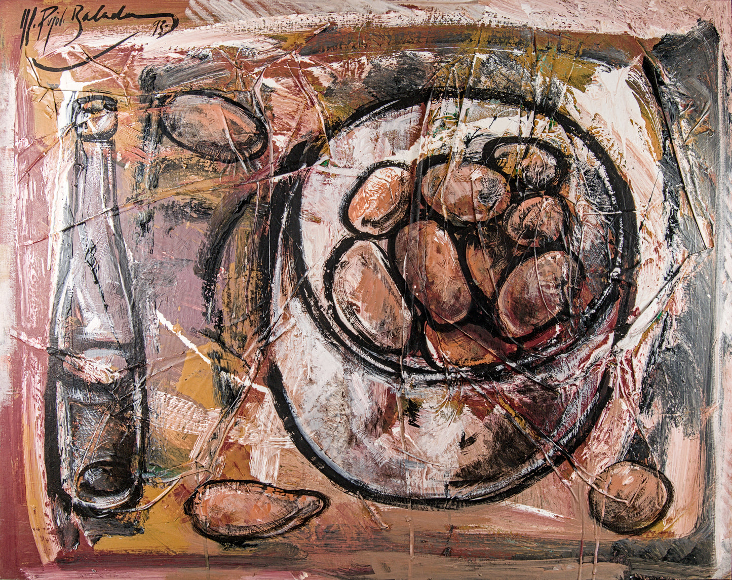 Manel Pujol Baladas | "Las patatas en tu olla" | Mixta y Collage sobre Lienzo (1992) | Colección de 18 Obras Certificadas
