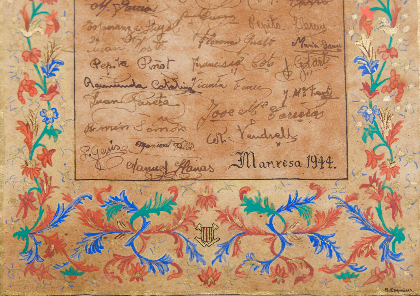 B. ESQUIUS | HOMENAJE A D. FERNANDO HURTADO SANCHIS (MANRESA, 1944) | MANUSCRITO ILUMINADO