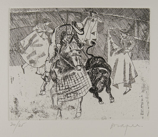 JOSEP M.ª DRAPER | LA SUERTE DE VARAS (EL PICADOR) | TAUROMAQUIA CONTEMPORÁNEA | AGUAFUERTE ORIGINAL (30/65)