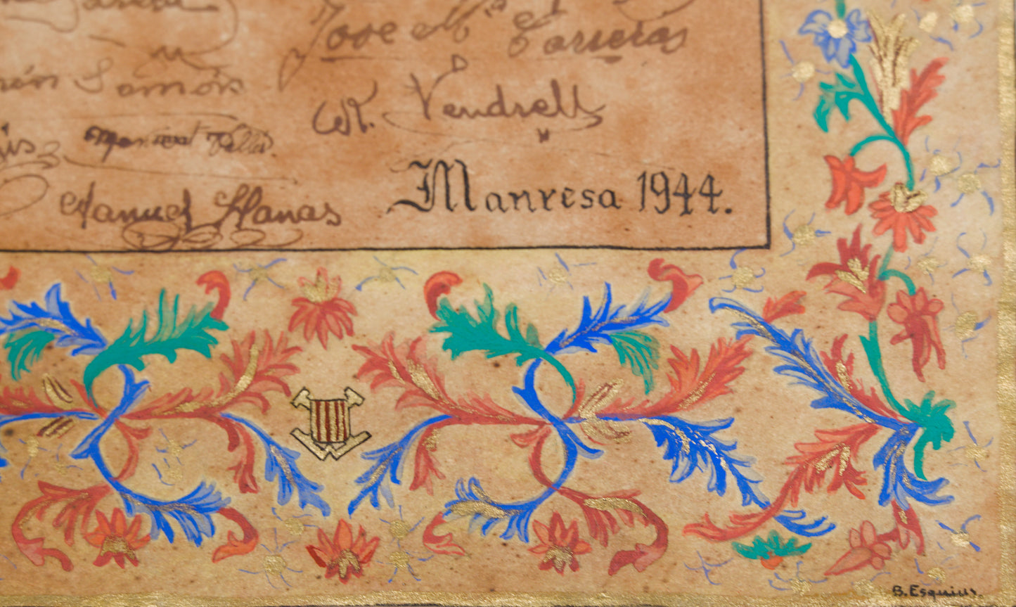 B. ESQUIUS | HOMENAJE A D. FERNANDO HURTADO SANCHIS (MANRESA, 1944) | MANUSCRITO ILUMINADO
