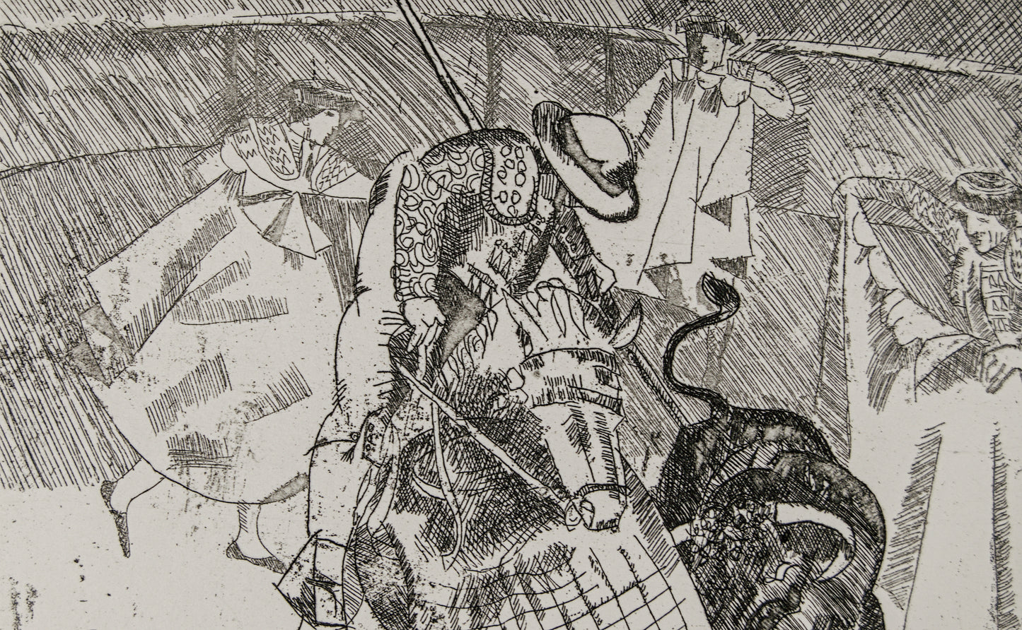 JOSEP M.ª DRAPER | LA SUERTE DE VARAS (EL PICADOR) | TAUROMAQUIA CONTEMPORÁNEA | AGUAFUERTE ORIGINAL (30/65)