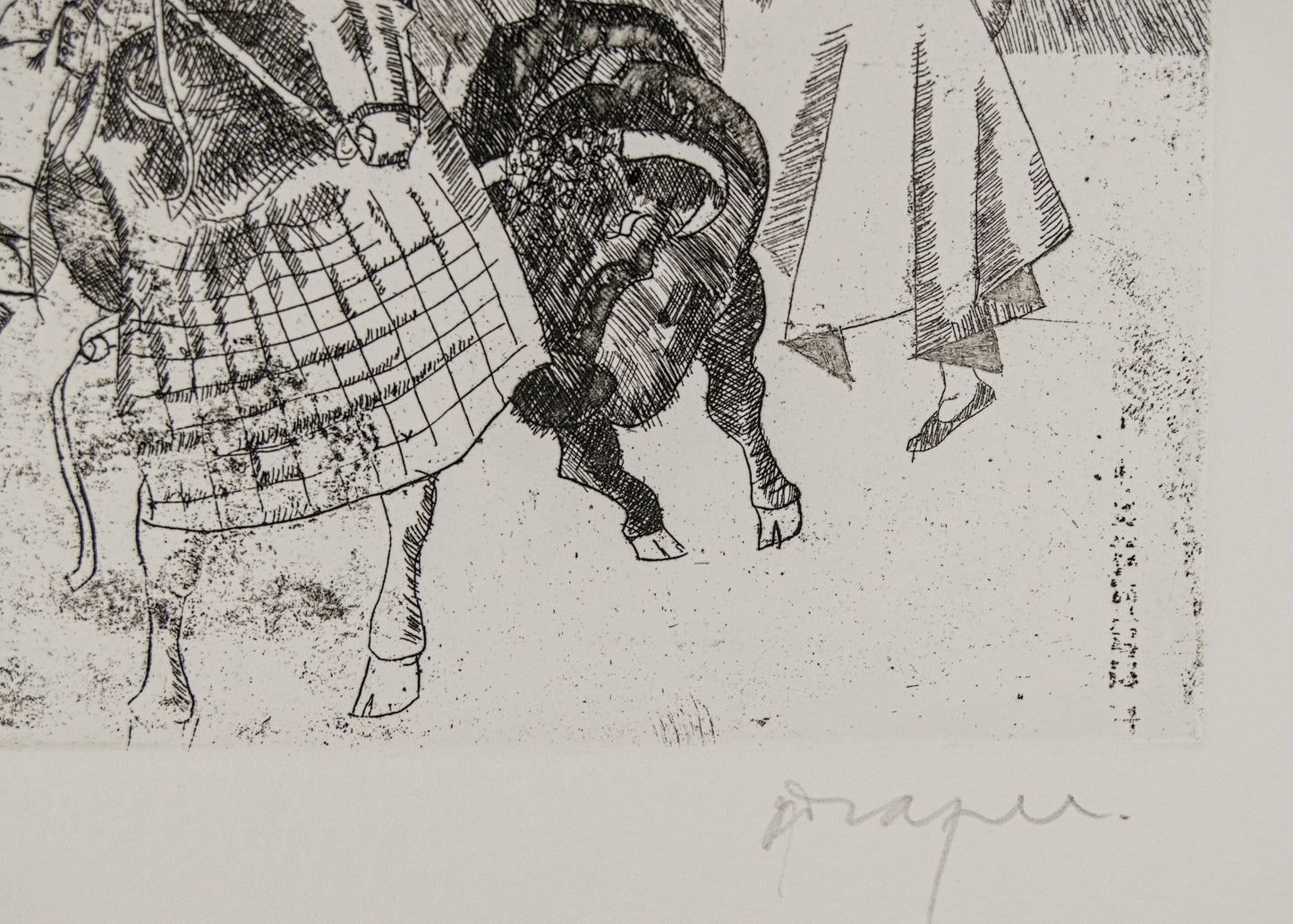 JOSEP M.ª DRAPER | LA SUERTE DE VARAS (EL PICADOR) | TAUROMAQUIA CONTEMPORÁNEA | AGUAFUERTE ORIGINAL (30/65)