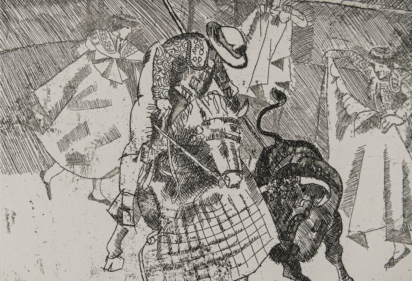 JOSEP M.ª DRAPER | LA SUERTE DE VARAS (EL PICADOR) | TAUROMAQUIA CONTEMPORÁNEA | AGUAFUERTE ORIGINAL (30/65)