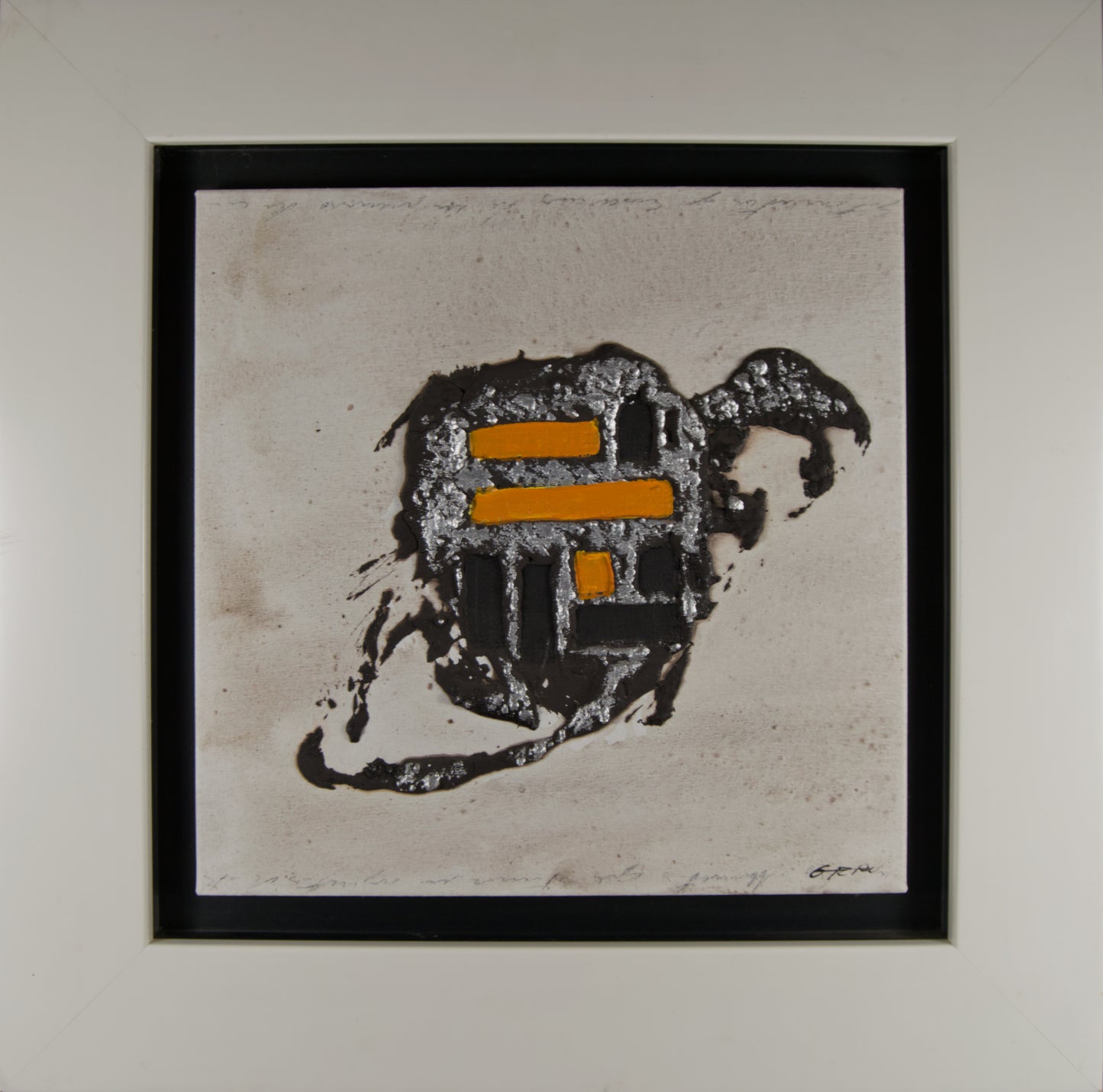 J. Grau Ribero | Abstracción Matérica con Plata y Naranja | Técnica Mixta