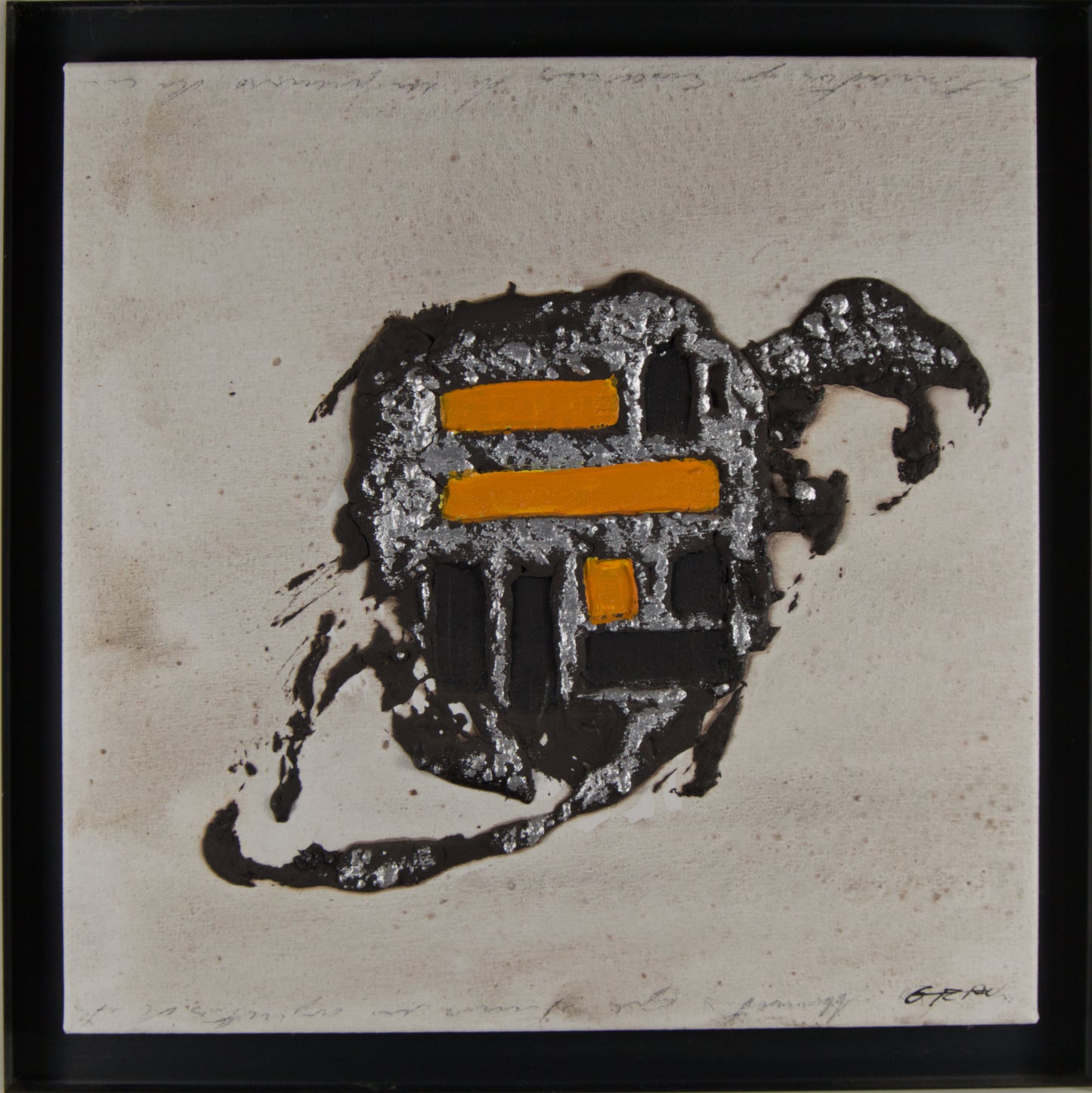 J. Grau Ribero | Abstracción Matérica con Plata y Naranja | Técnica Mixta