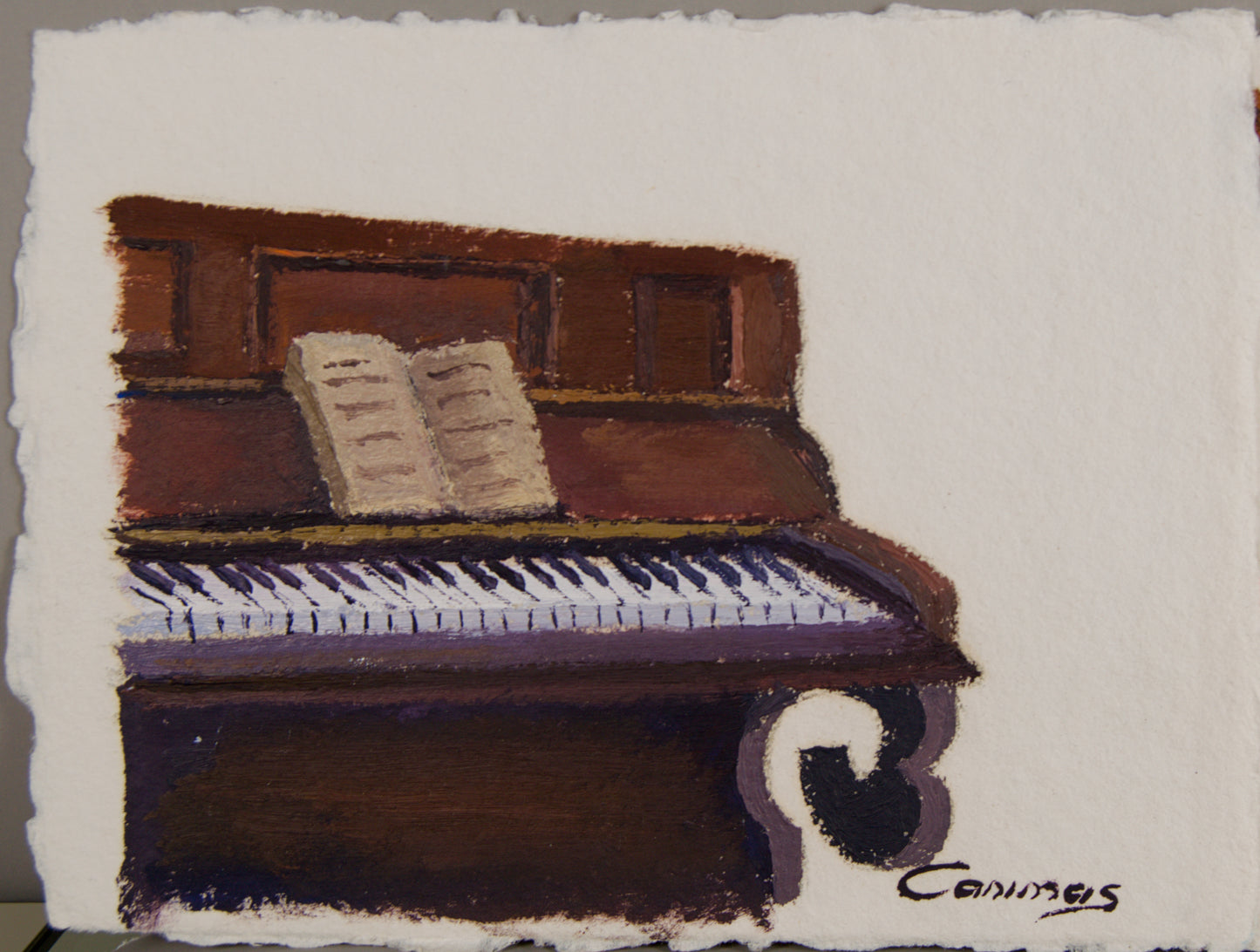 CANIMAS | CUARTETO DE INSTRUMENTOS MUSICALES | PINTURA MATÉRICA | ÓLEO SOBRE PAPEL CON BARBAS