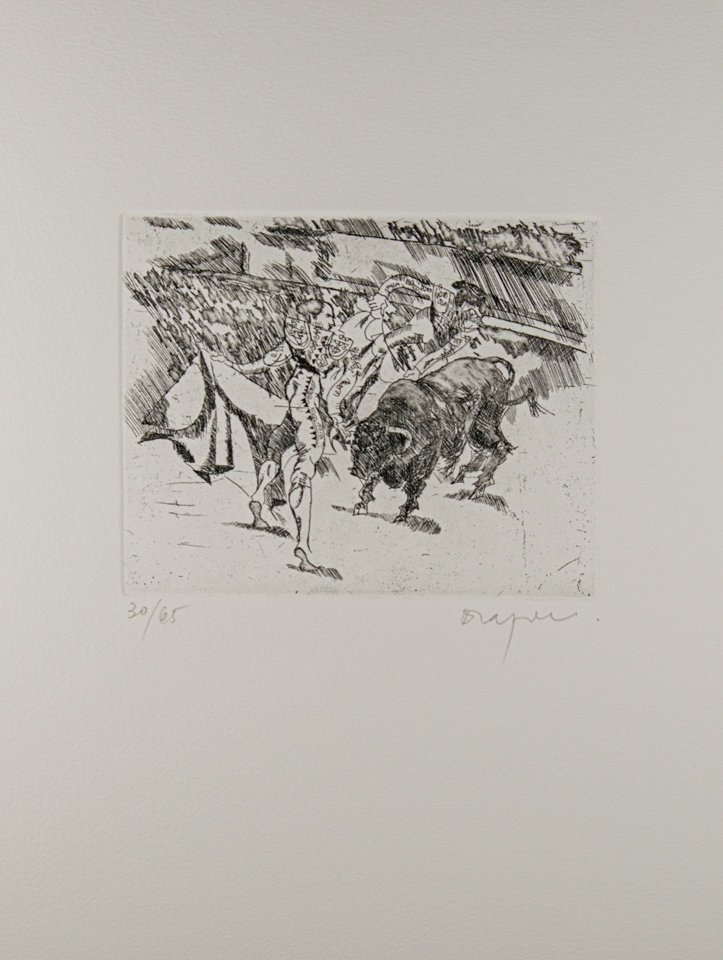 JOSEP M.ª DRAPER | EL LANCE (LA FAENA) | TAUROMAQUIA CONTEMPORÁNEA | AGUAFUERTE ORIGINAL (30/65)