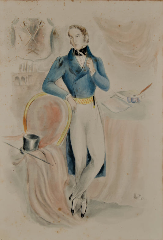 José Luis Florit | El Dandy Romántico (1942) | Dibujo Iluminado a Mano