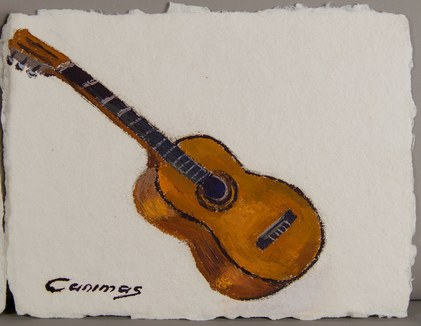 CANIMAS | CUARTETO DE INSTRUMENTOS MUSICALES | PINTURA MATÉRICA | ÓLEO SOBRE PAPEL CON BARBAS