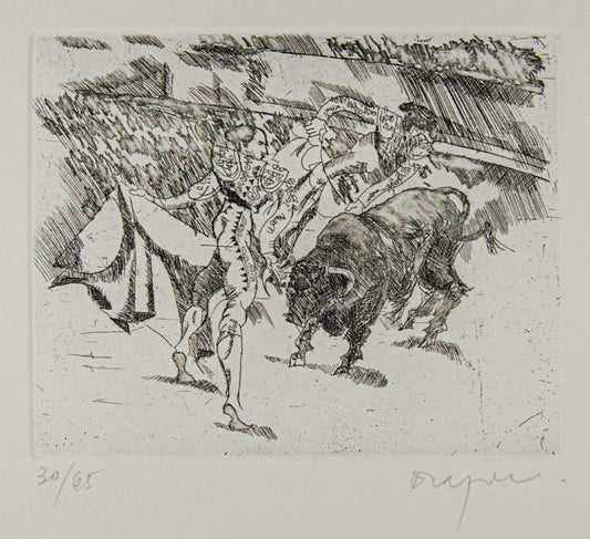 JOSEP M.ª DRAPER | EL LANCE (LA FAENA) | TAUROMAQUIA CONTEMPORÁNEA | AGUAFUERTE ORIGINAL (30/65)