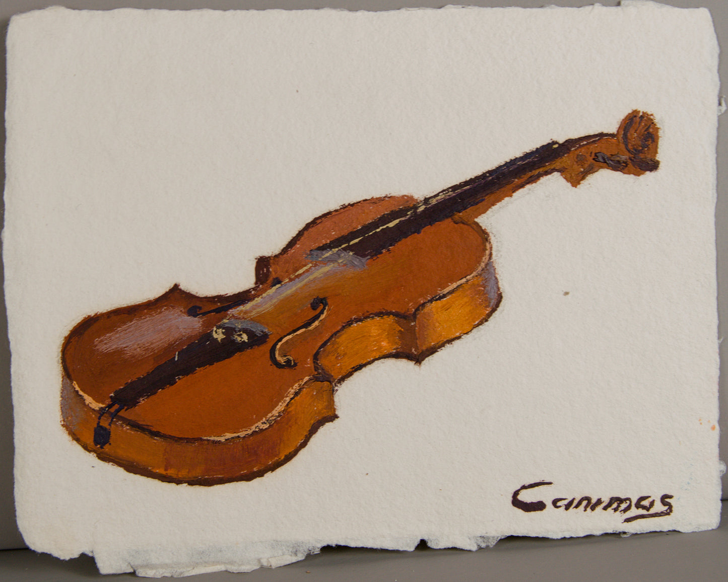 CANIMAS | CUARTETO DE INSTRUMENTOS MUSICALES | PINTURA MATÉRICA | ÓLEO SOBRE PAPEL CON BARBAS