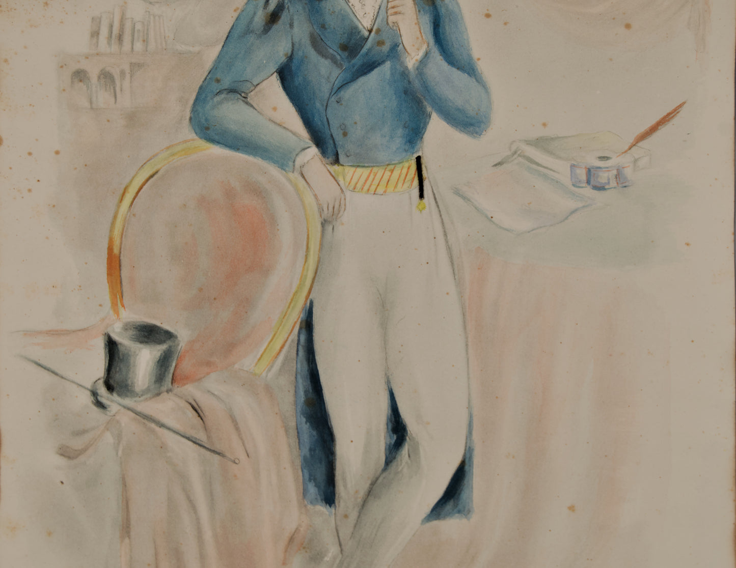 José Luis Florit | El Dandy Romántico (1942) | Dibujo Iluminado a Mano
