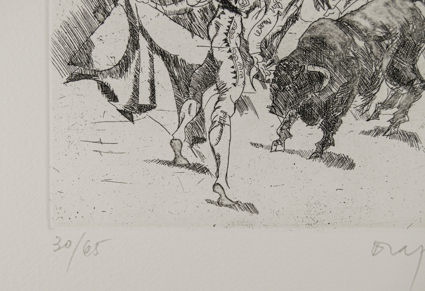 JOSEP M.ª DRAPER | EL LANCE (LA FAENA) | TAUROMAQUIA CONTEMPORÁNEA | AGUAFUERTE ORIGINAL (30/65)