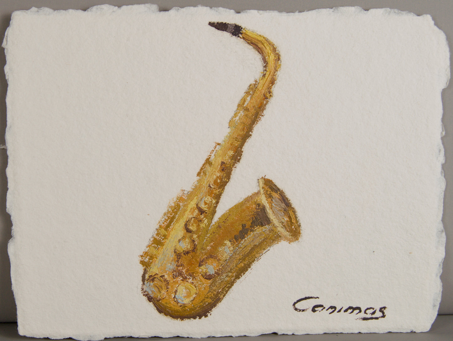 CANIMAS | CUARTETO DE INSTRUMENTOS MUSICALES | PINTURA MATÉRICA | ÓLEO SOBRE PAPEL CON BARBAS