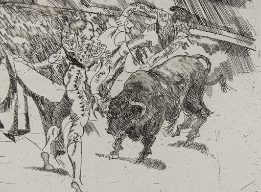 JOSEP M.ª DRAPER | EL LANCE (LA FAENA) | TAUROMAQUIA CONTEMPORÁNEA | AGUAFUERTE ORIGINAL (30/65)