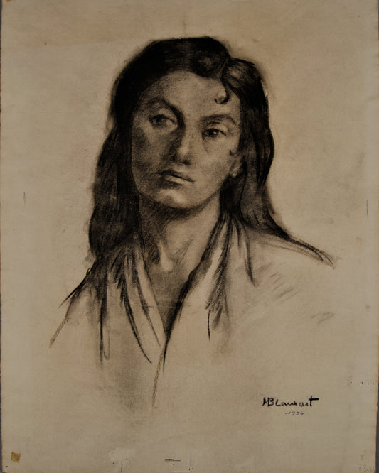 M. Blanchart | Retrato de la Melancolía | Dibujo Original a Doble Cara (1954)