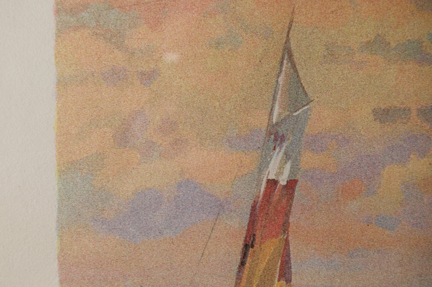 MANUEL MAYORAL GARCÍA | MARINA CON VELERO AL ATARDECER | LITOGRAFÍA ORIGINAL EDICIÓN LIMITADA