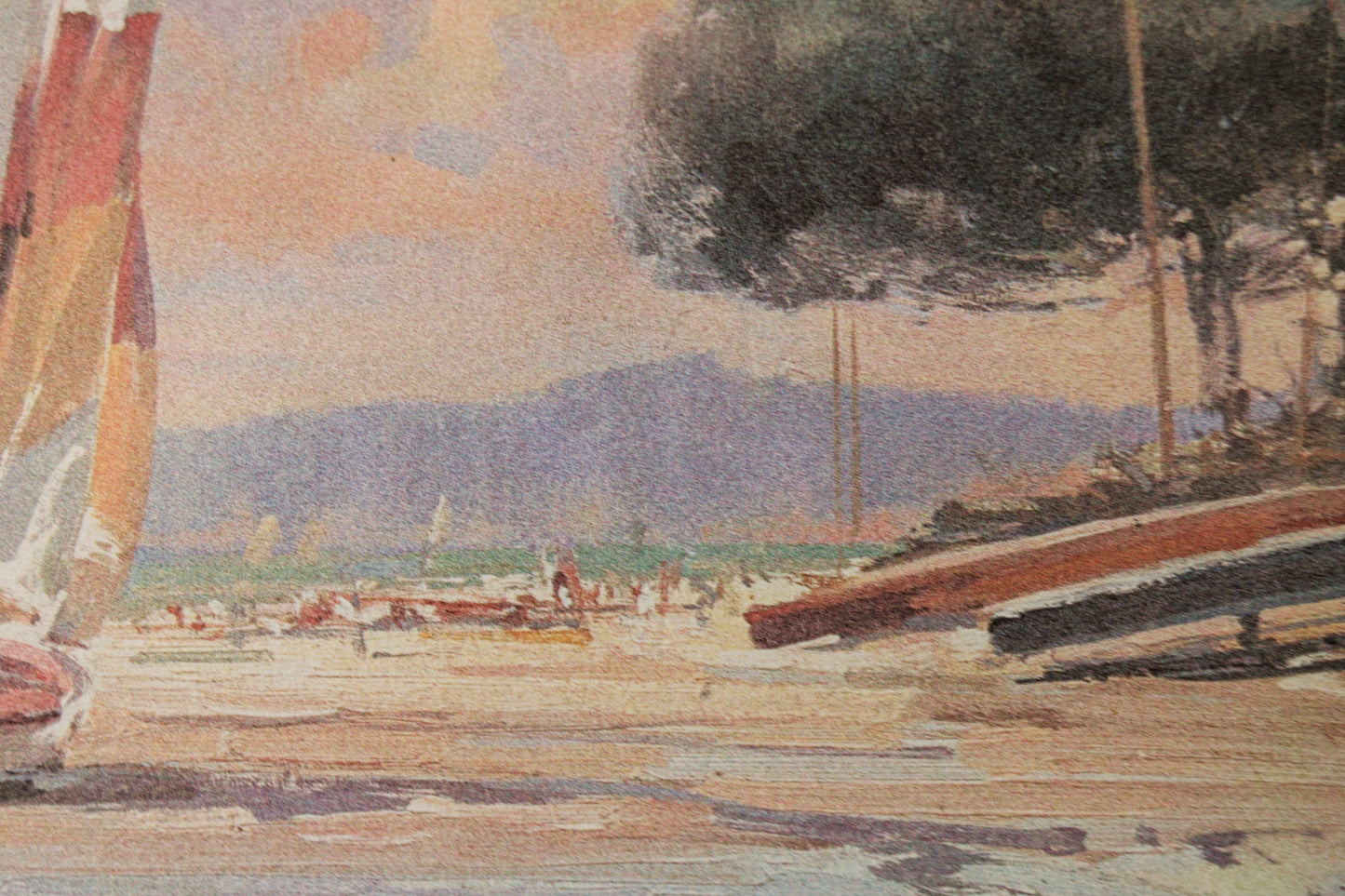 MANUEL MAYORAL GARCÍA | MARINA CON VELERO AL ATARDECER | LITOGRAFÍA ORIGINAL EDICIÓN LIMITADA
