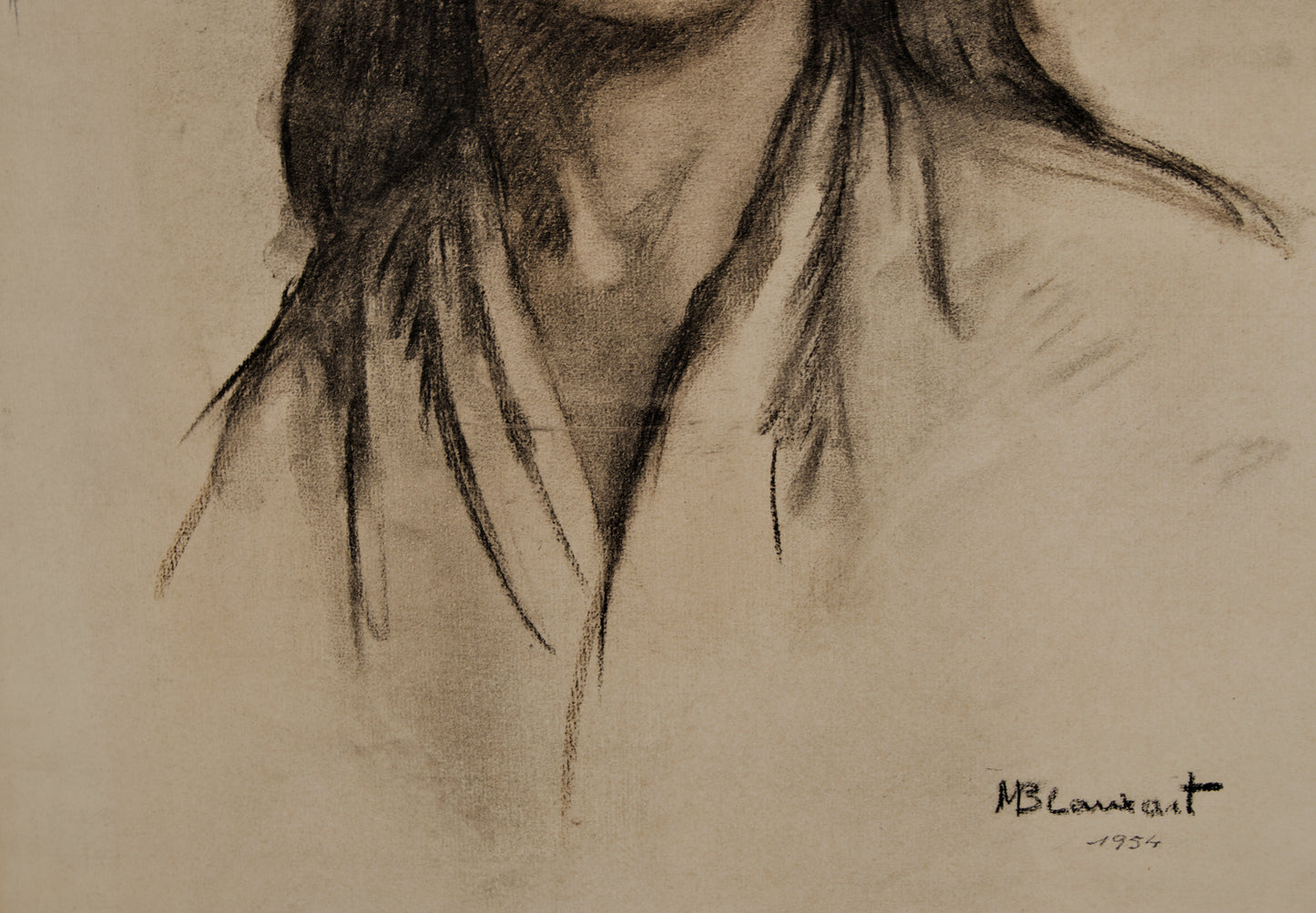 M. Blanchart | Retrato de la Melancolía | Dibujo Original a Doble Cara (1954)
