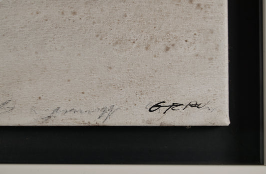 J. GRAU RIBERO | MATERIEABSTRAKTION MIT SILBER UND ORANGE | INFORMALISMUS | GEMISCHTE MEDIEN