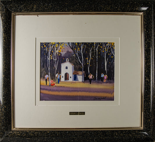 JORDI DANÉS | REUNIÓN EN LA ERMITA | ESCUELA DE OLOT CONTEMPORÁNEA | ACRÍLICO ORIGINAL