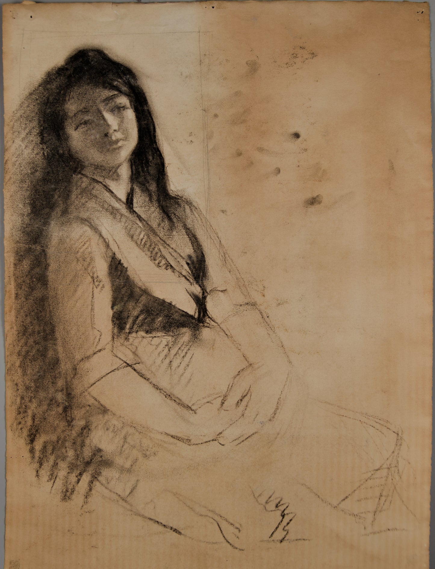 M. Blanchart | Retrato de la Melancolía | Dibujo Original a Doble Cara (1954)