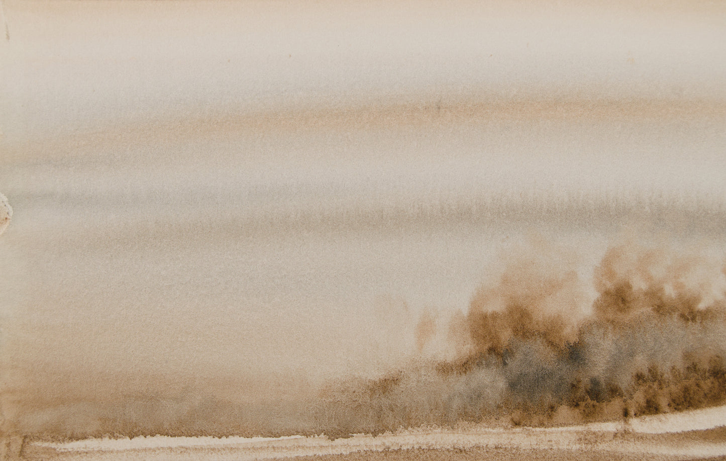 XAVIER UBACH | PAISAJE EN SEPIA (1990) | ACUARELA ORIGINAL | ABSTRACCIÓN LÍRICA