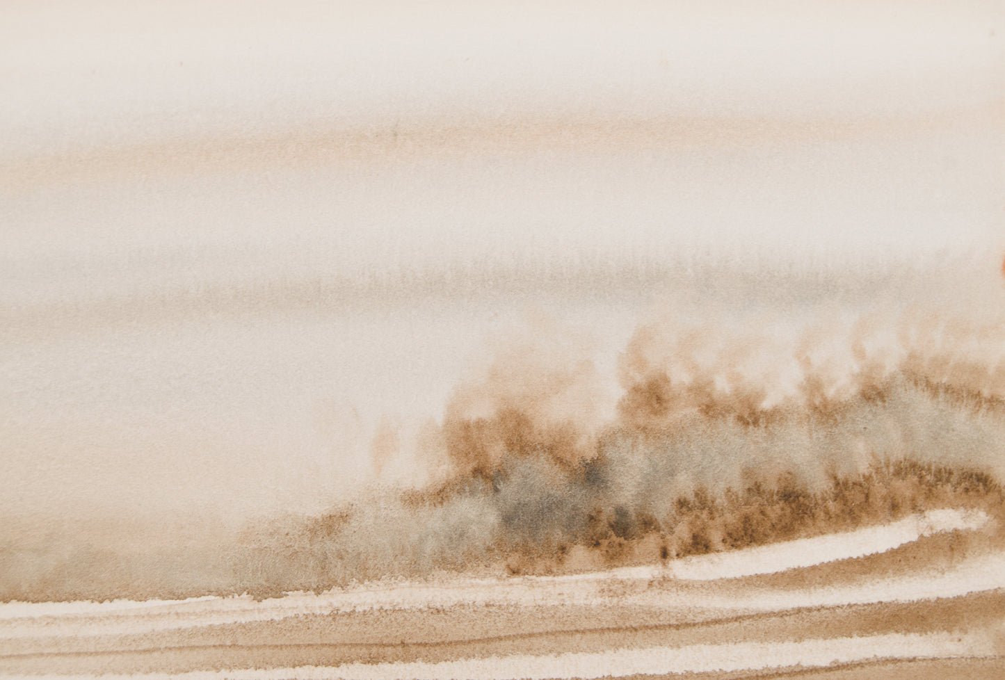 XAVIER UBACH | PAISAJE EN SEPIA (1990) | ACUARELA ORIGINAL | ABSTRACCIÓN LÍRICA