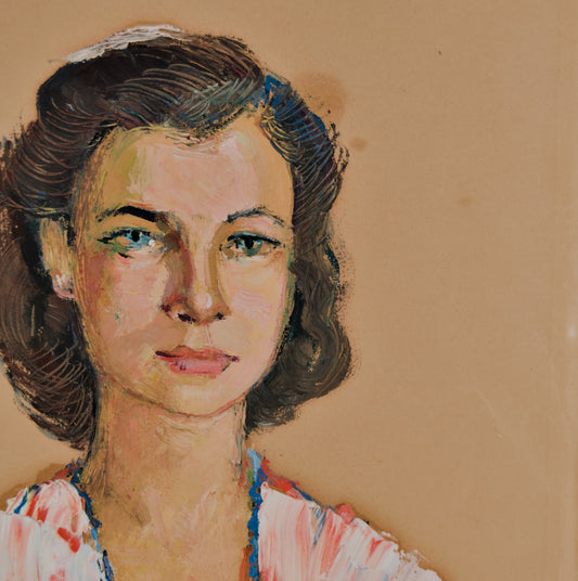 RAMÓN AGUILAR MORÉ: FEMALE PORTRAIT (1950) | ORIGINAL DRAWING FROM THE PERIOD