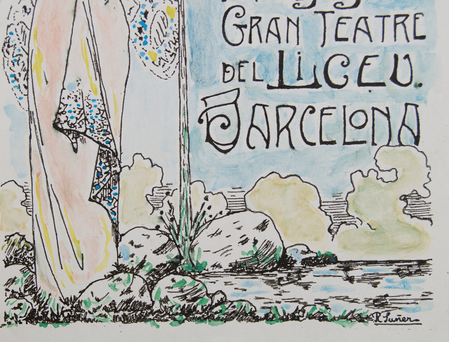 RAMON SUNYER | ORQUESTA UNIÓ ARMÒNICA (LICEU) | BOCETO ORIGINAL | MODERNISMO CATALÁN