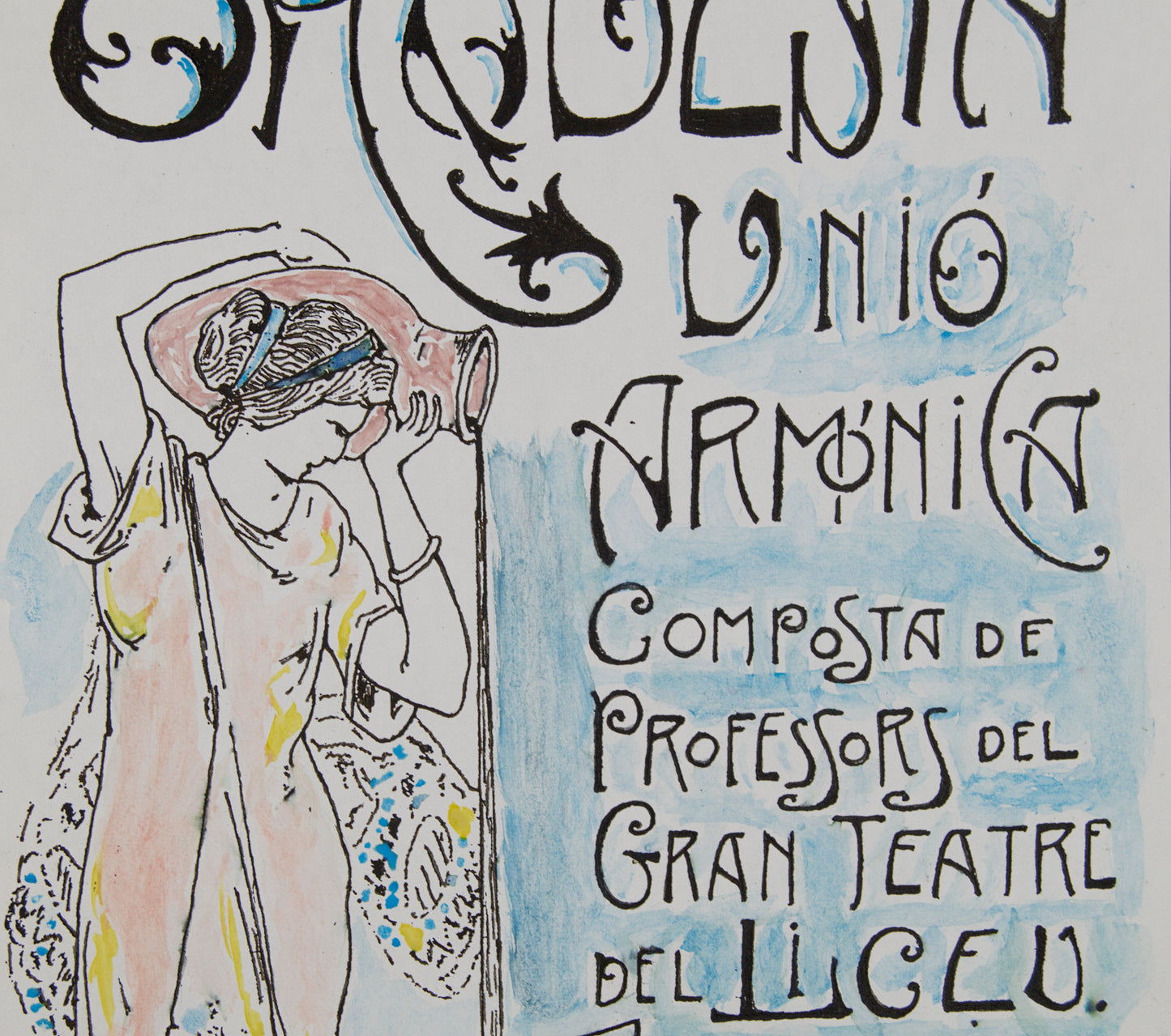 RAMON SUNYER | ORQUESTA UNIÓ ARMÒNICA (LICEU) | BOCETO ORIGINAL | MODERNISMO CATALÁN