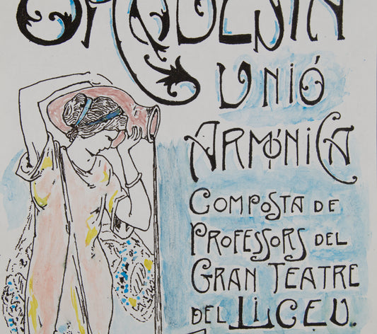 RAMON SUNYER | ORQUESTA UNIÓ ARMÒNICA (LICEU) | BOCETO ORIGINAL | MODERNISMO CATALÁN