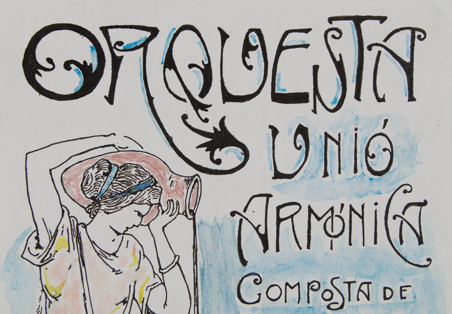 RAMON SUNYER | ORQUESTA UNIÓ ARMÒNICA (LICEU) | BOCETO ORIGINAL | MODERNISMO CATALÁN