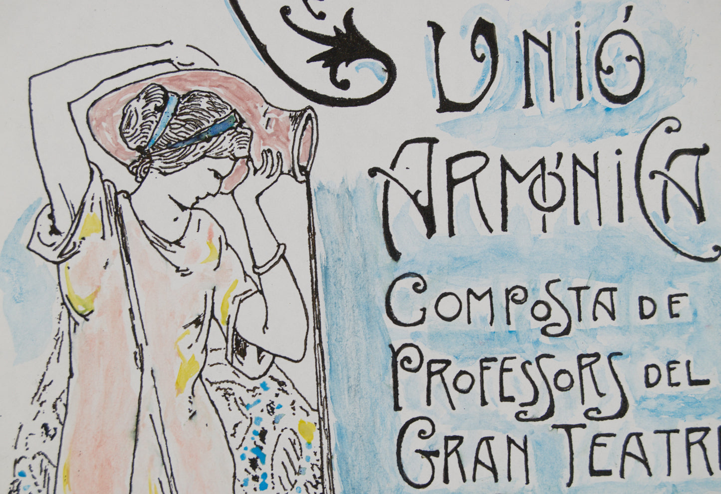 RAMON SUNYER | ORQUESTA UNIÓ ARMÒNICA (LICEU) | BOCETO ORIGINAL | MODERNISMO CATALÁN