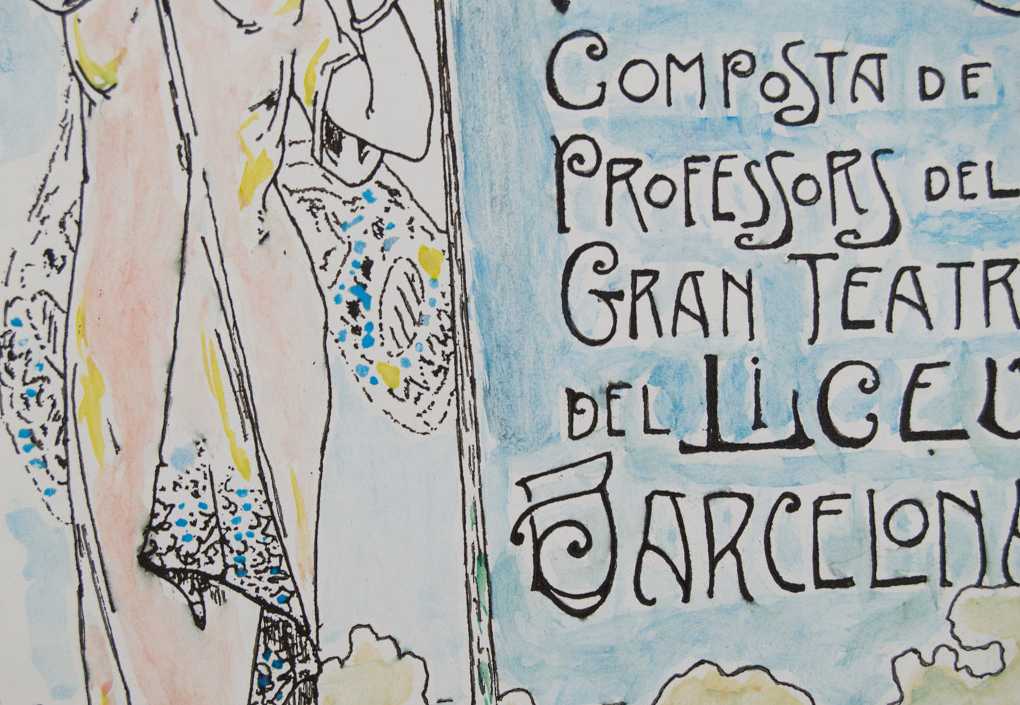 RAMON SUNYER | ORQUESTA UNIÓ ARMÒNICA (LICEU) | BOCETO ORIGINAL | MODERNISMO CATALÁN