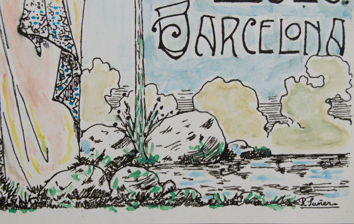 RAMON SUNYER | ORQUESTA UNIÓ ARMÒNICA (LICEU) | BOCETO ORIGINAL | MODERNISMO CATALÁN