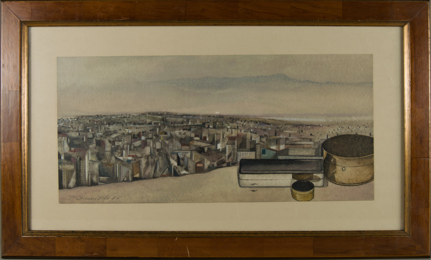 Paco Duran Vila | Panorámica de Barcelona con Bodegón (1985) | Acuarela Original