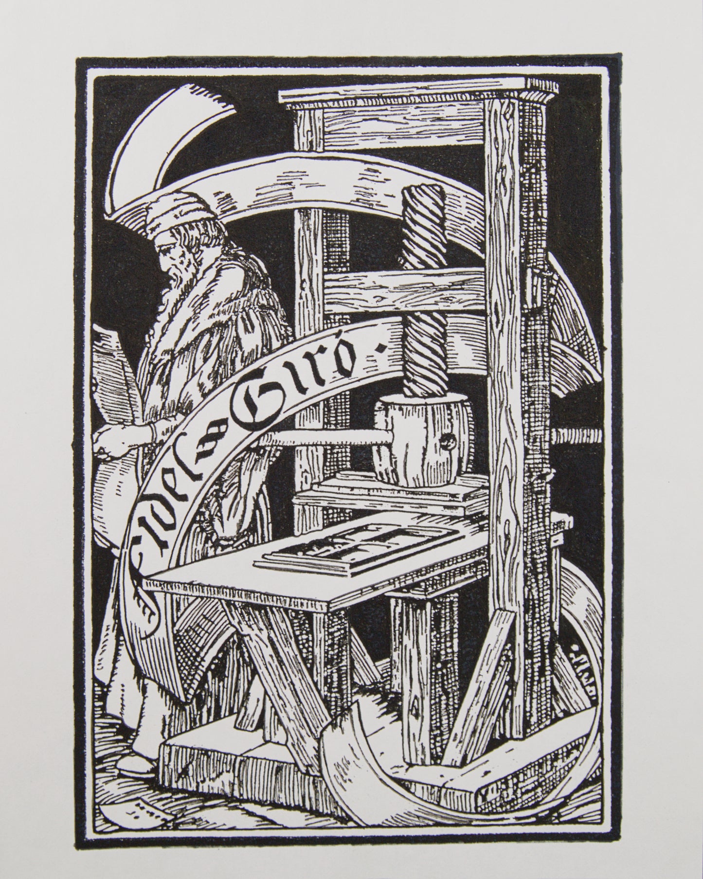 JOSEP TRIADÓ | EX-LIBRIS DE FIDEL GIRÓ (1902) | XILOGRAFÍA ORIGINAL | MODERNISMO CATALÁN