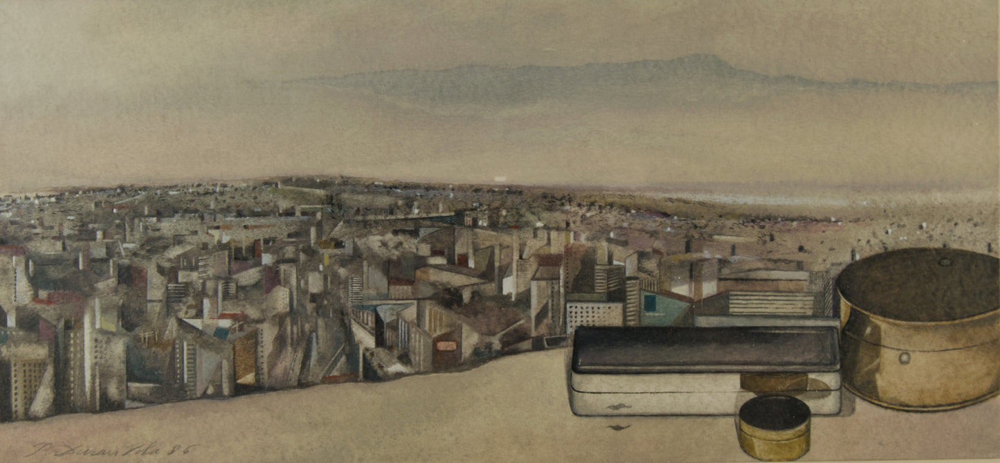 Paco Duran Vila | Panorámica de Barcelona con Bodegón (1985) | Acuarela Original